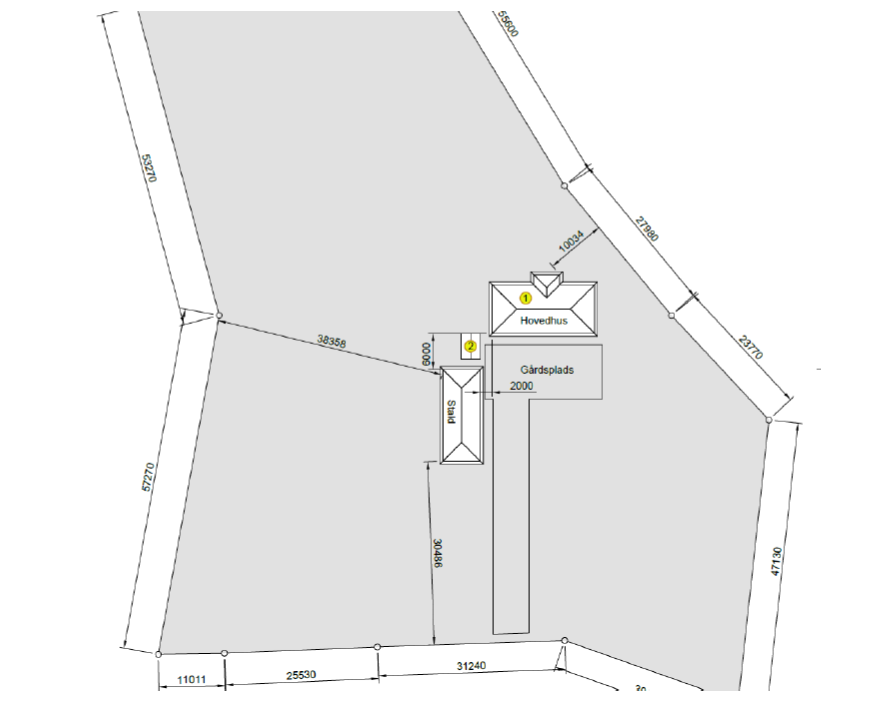 Oversigtstegning over ejendommen.