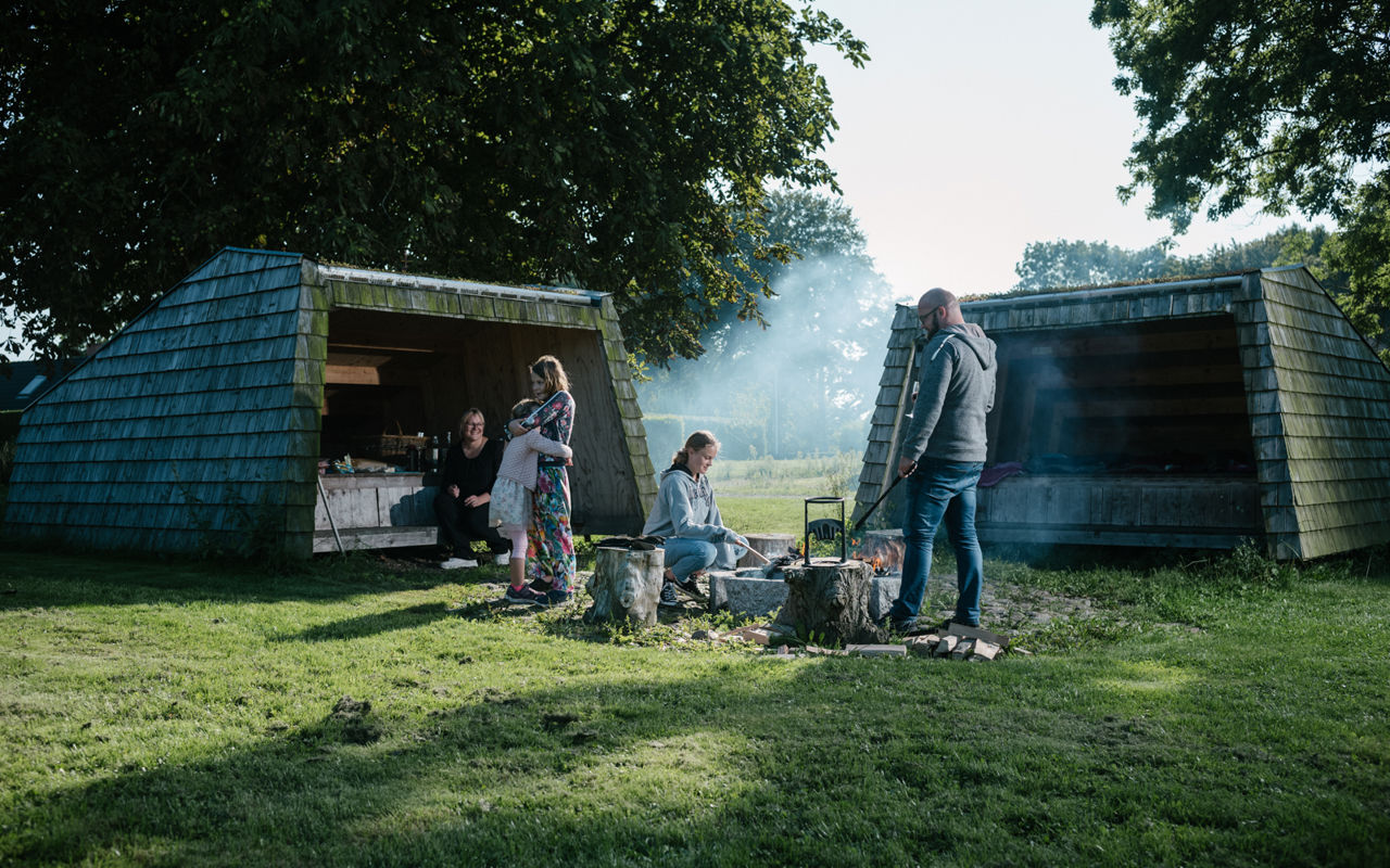 Familie, der er på sheltertur på Nordfyn.