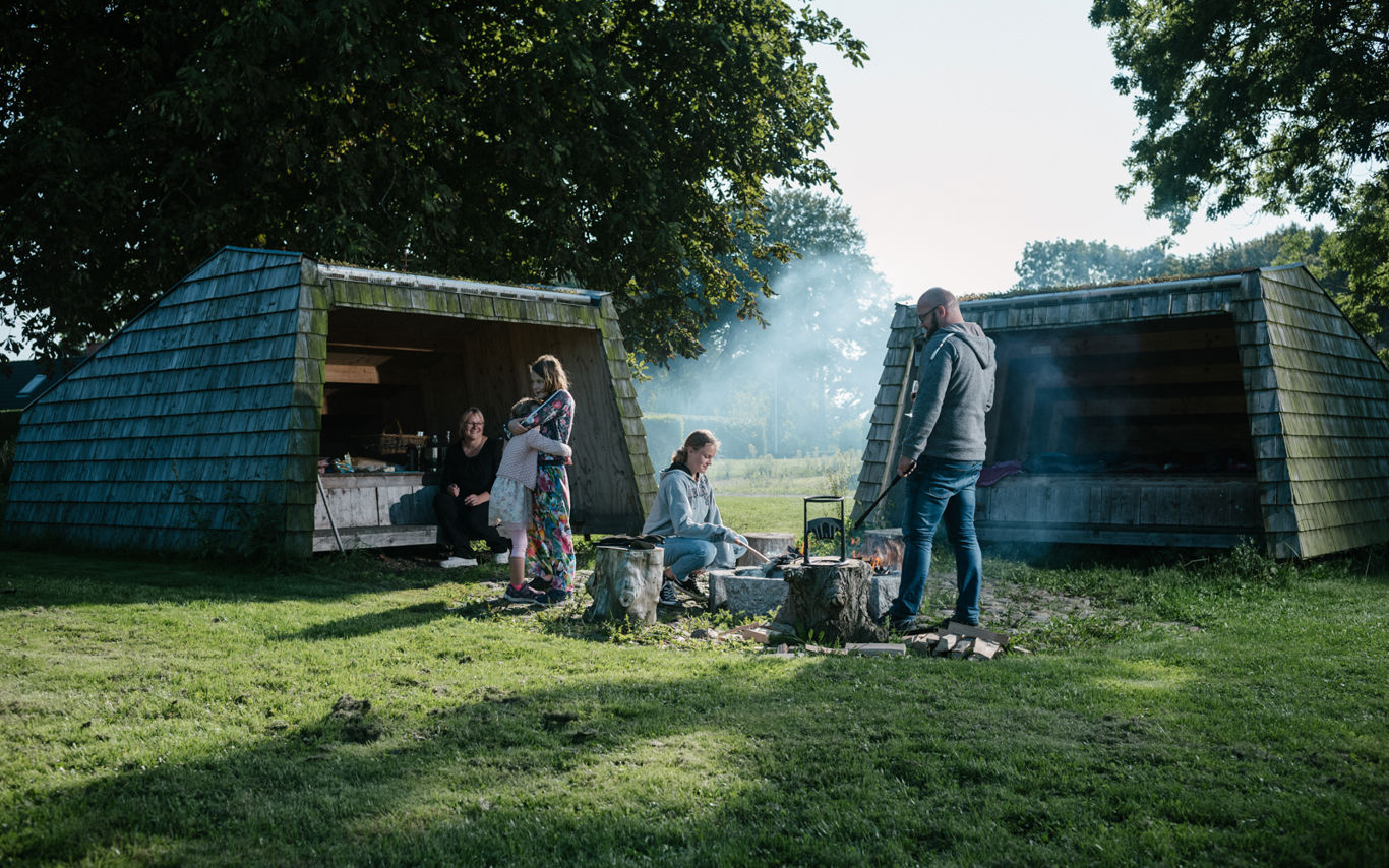 Familie, der er på sheltertur på Nordfyn.