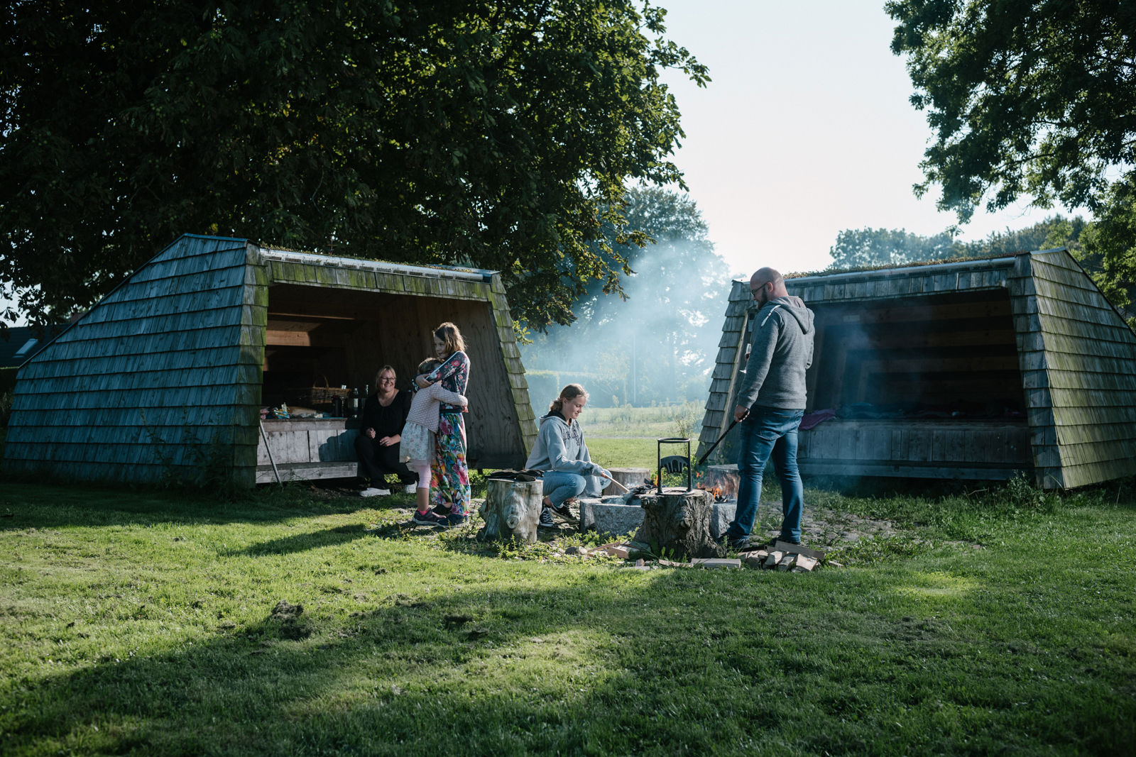 Familie, der er på sheltertur på Nordfyn.