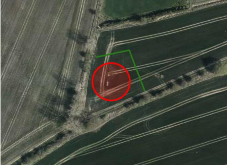 Fig. 2: Illustrationen af omtrentlig placering af afskærmende beplantning (med grønt), jf. ovenstående vilkår (fra ansøgning).