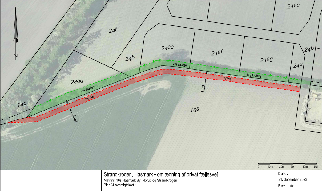 Oversigtskortet viser den grønne vej, samt at den røde vej føres umiddelbart nedenfor.