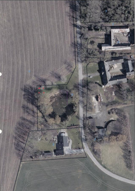 Oversigtfoto, der viser den ønskede placering af bålhytten nordvest for gadekæret