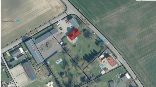 Oversigtsfoto, der viser hvor de ekstra værelser placeres på ejendommen