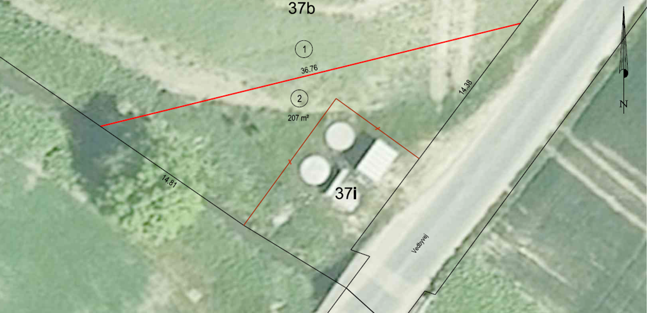 Oversigtsfoto, hvor der er zoomet ind op placeringen