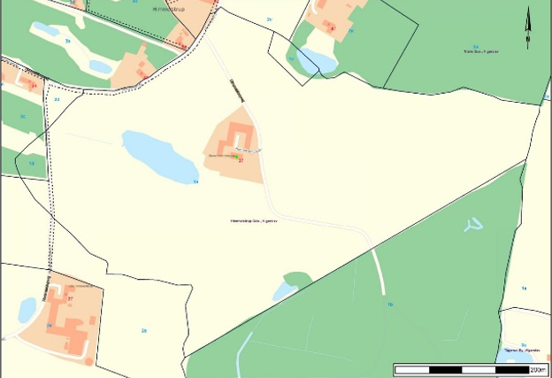 Kort, der viser ejendommens matrikelgrænser