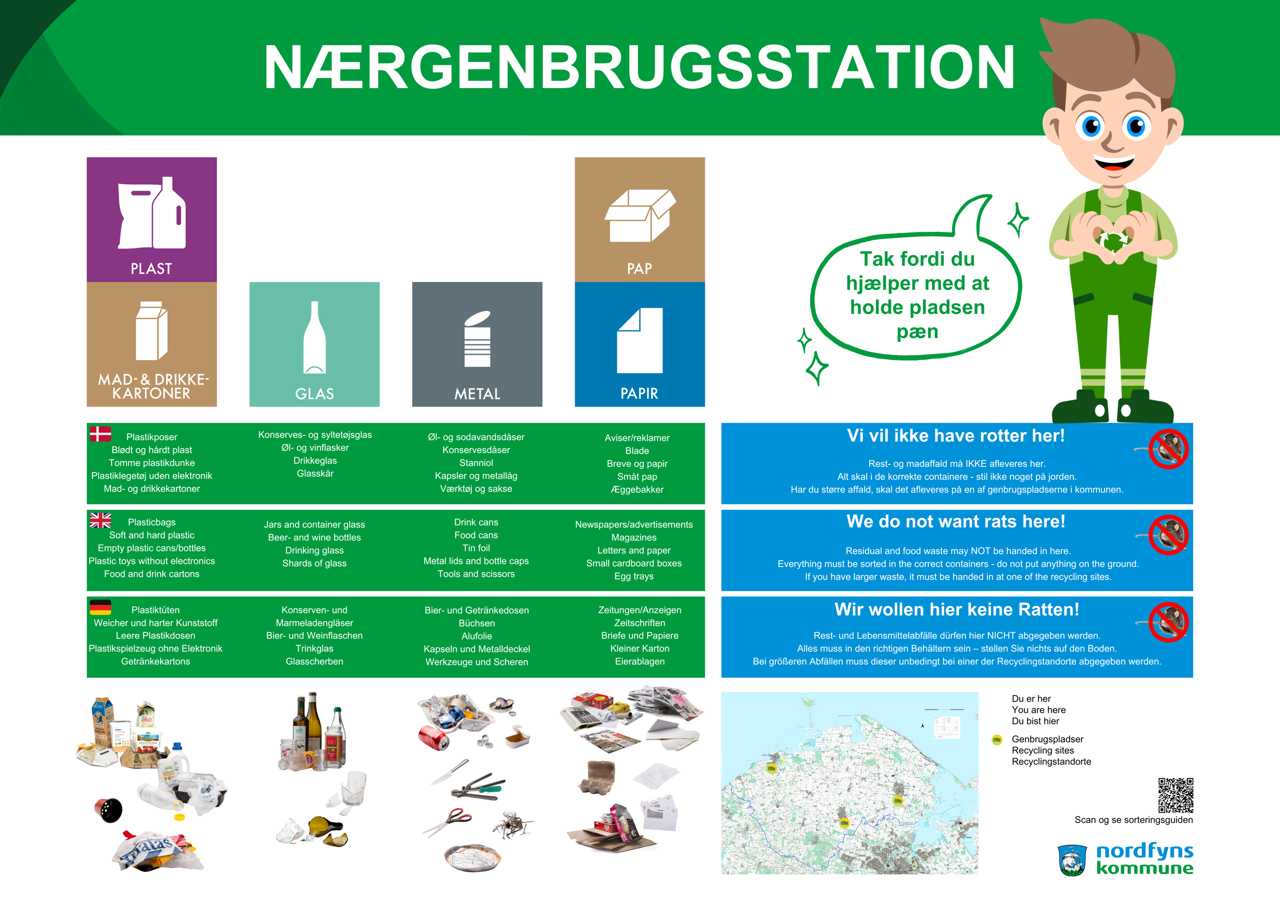 Informationstavle om nærgenbrugsstationer