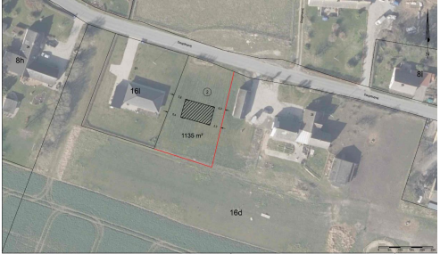 Oversigtskort der viser placeringen af den nye bebyggelse, som flugter med eksisterende bebyggelse. 