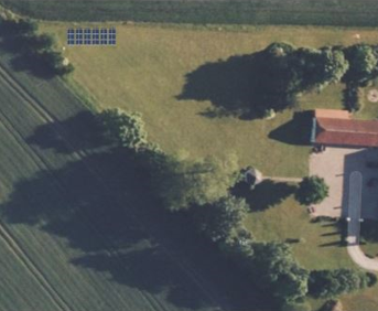 Oversigt der viser placering af solcellerne på ejendommen