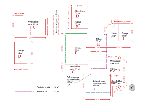 Plantegning, der illustrerer ejendommens faktiske forhold