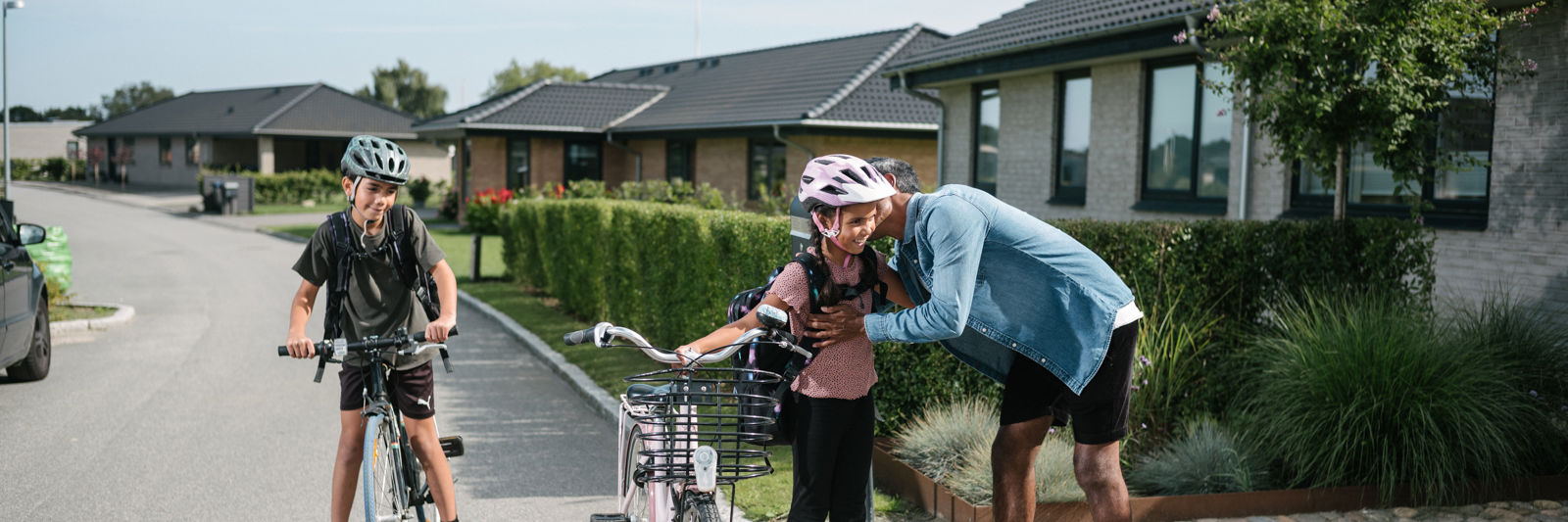 Nybyggerkvarter i Søndersø - børn cykler i skole