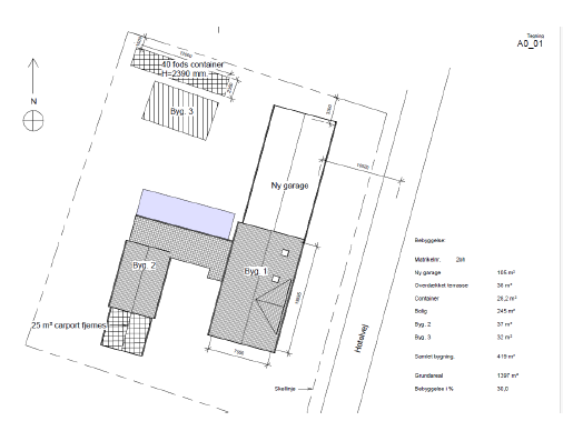 Oversigtstegning over ejendommen