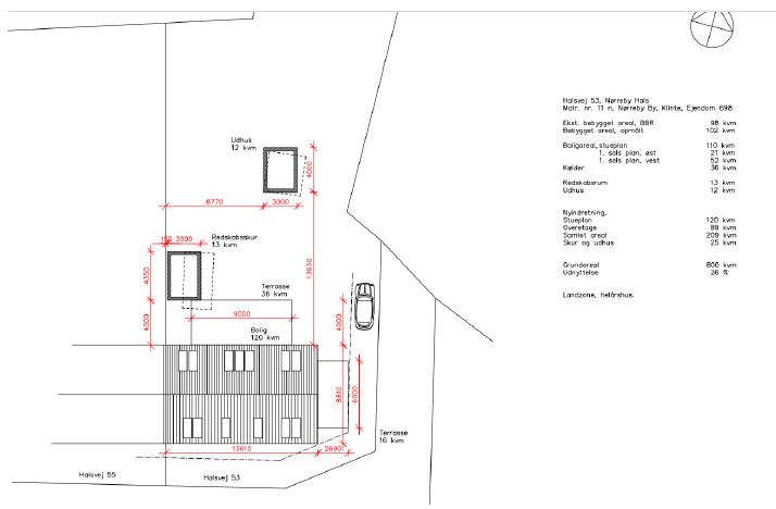 Oversigtstegning over ejendommen