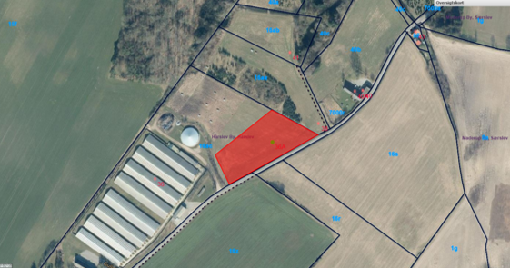 Oversigtskort, der viser placeringen af den ansøgte udstykning