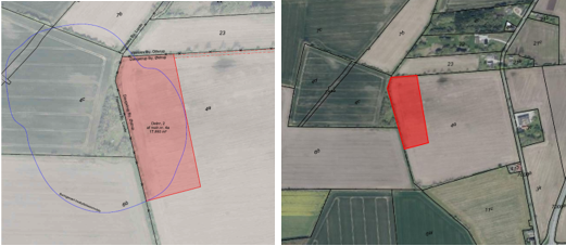 Luftfotos, som viser arealet, der udstykkes