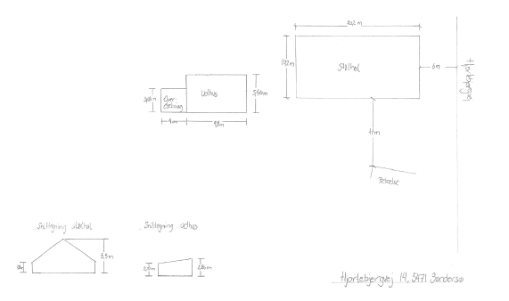 Oversigtstegning over ejendommen.