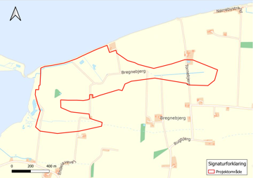 Undersøgelsesområdet for forundersøgelsen af et muligt vådområdeprojekt ved Jersore (markeret med rødt).