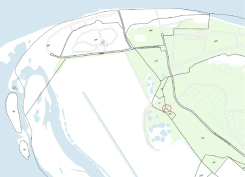 Kort over området, der viser hvor bygningen er placeret